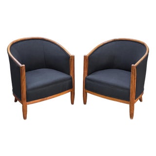 Pair of French Lounge Chairs in the Art Deco Style (Individually Priced) For Sale