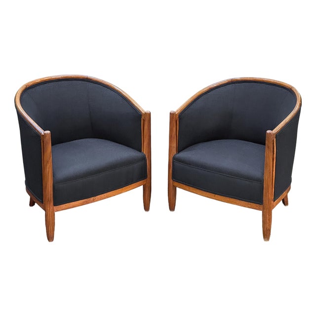 Pair of French Lounge Chairs in the Art Deco Style (Individually Priced) For Sale