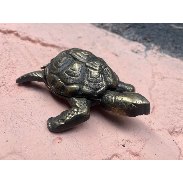 Brass Turtle Ashtray with Lid For Sale - Image 3 of 9