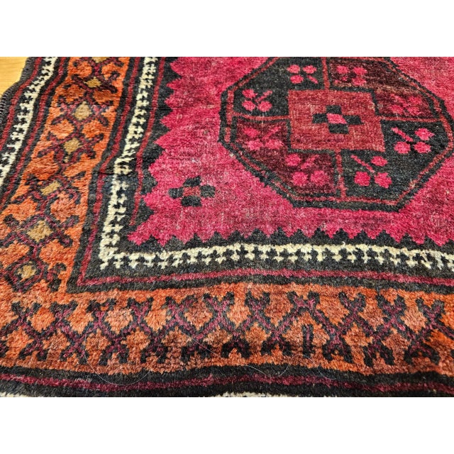 Vintage Afghan Bokhara Rug, Hand-Knotted Wool, 1950s Geometric Design For Sale - Image 11 of 12