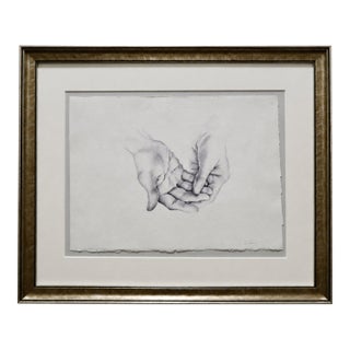 Original Watercolor Painting, 'Clasped Hands' by D. Gibson For Sale