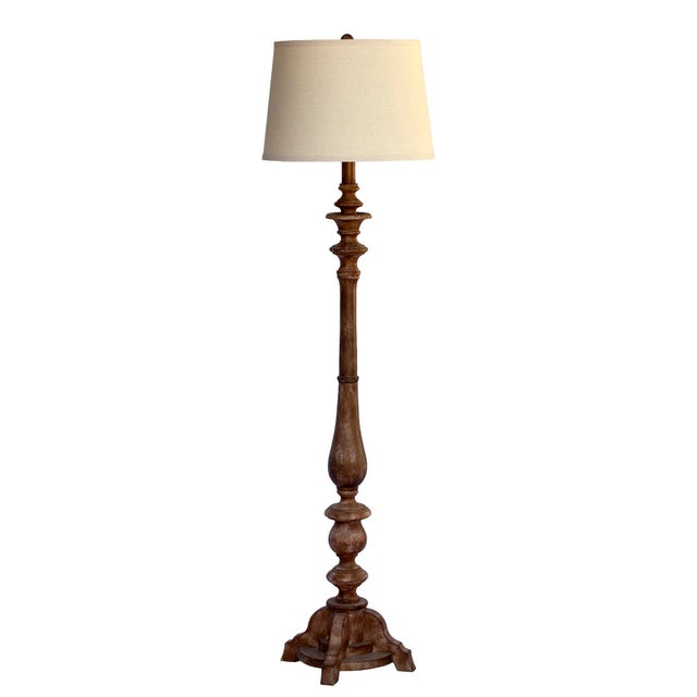 A Charming Vintage Farmhouse style Spindled Floor Lamp with shade. Double Light bulb socket. Looks like wood, however is...