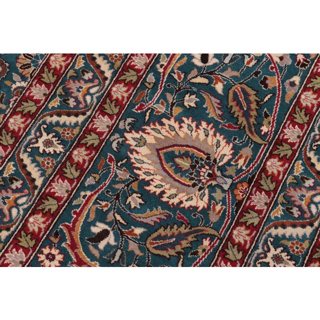 1990s Art Nouveau 1990's Floral Pak-Persian Blue/Blue Wool Rug - 9'11'' X 14'6'' For Sale - Image 5 of 9