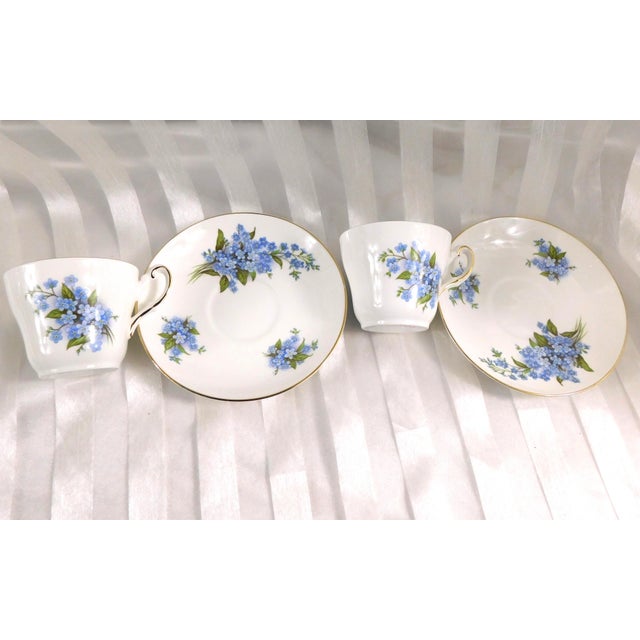 1940s Arthur Wood Teapot, Sugar Bowl, and Plates and Teacups in Forget Me Not For Sale In San Francisco - Image 6 of 10