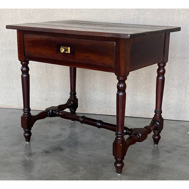 Spanish Country Pine "Mobila " Side Table With Drawer For Sale - Image 4 of 9