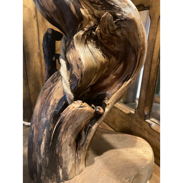 Cabin Tree Table Lamp With Live Edge Base and Root Upper. For Sale - Image 3 of 16