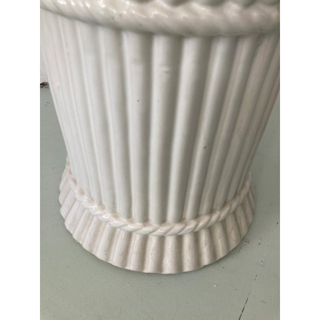 Classic Architectural White Glazed Ceramic Garden Seat in a circular form with simple details. Add some architectural...