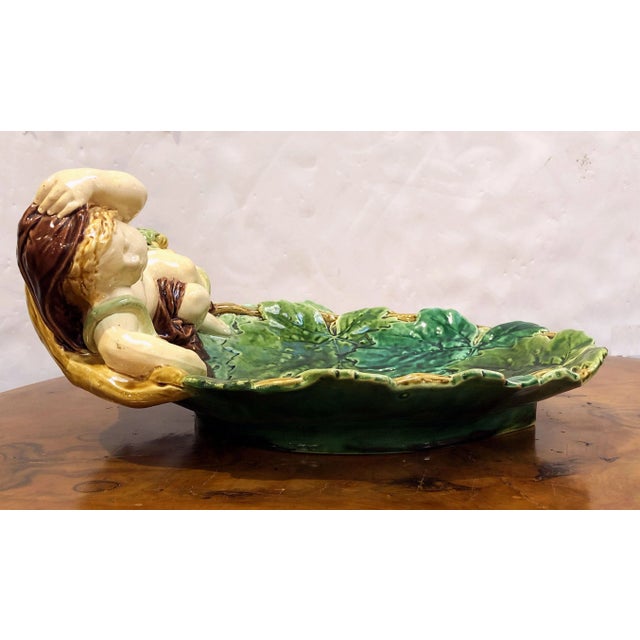 Minton English Majolica Cherub Dish by Minton For Sale - Image 4 of 13