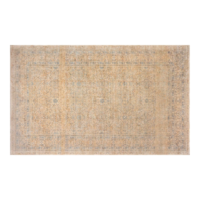 Authentic 19th Century Persian Kirman Beige Carpet For Sale