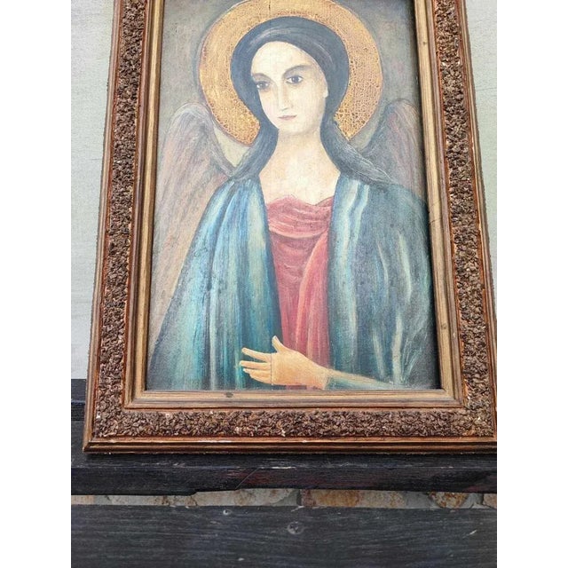 Pre-war icon of St. Michael the Archangel on a board, dimensions: height 45 cm, width 32 cm, depth 3 cm, frame - 4 cm.