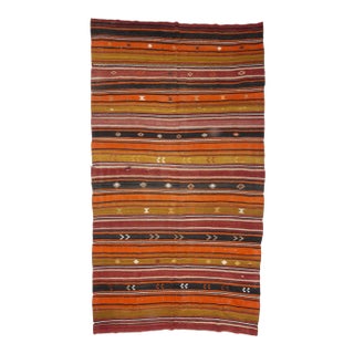 Striped Vintage Colorful Kilim Rug For Sale