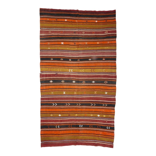 Striped Vintage Colorful Kilim Rug For Sale