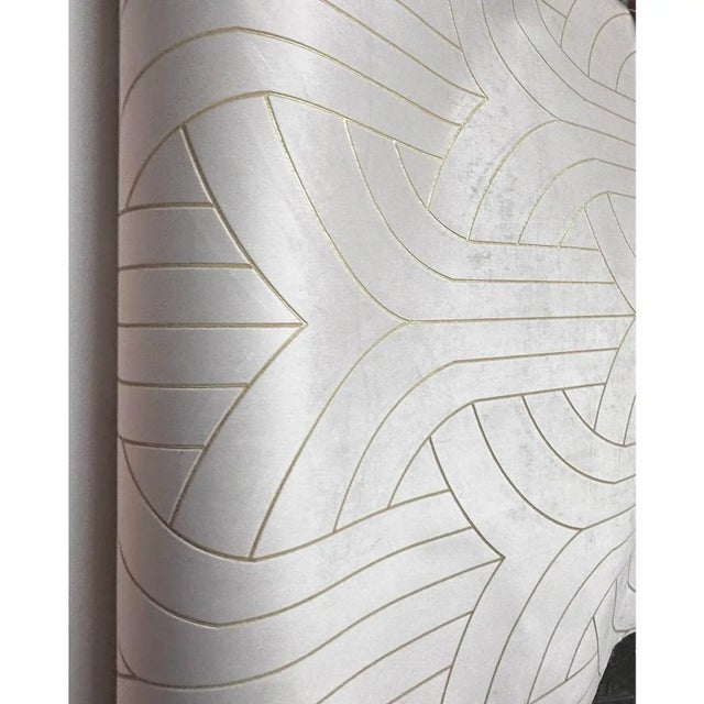 Phillip Jeffries Phillip Jeffries White Velvet Cocoon Wallpaper, Lasercut Gilt Velvet Textile For Sale - Image 4 of 4