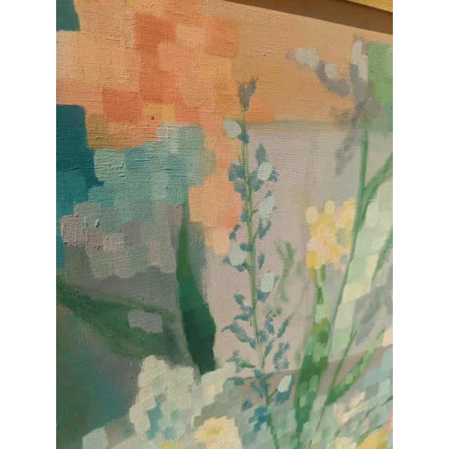 Vintage Original Pixelated Botanical Still Life Painting Framed For Sale In Charlotte - Image 6 of 10