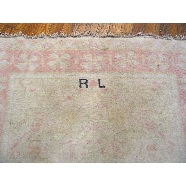 Early 20th Century 1920s Ivory Rose Floral Antique Indian Agra Cotton Rug 4' 0" X 7' 0" Handknotted Wool Carpet For Sale - Image 5 of 6