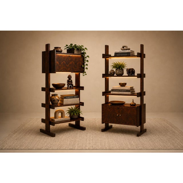 Pair of Brazilian Modern Adjustable Bookshelves With Cabinets in Rosewood, Brazil, 1960s For Sale - Image 15 of 17