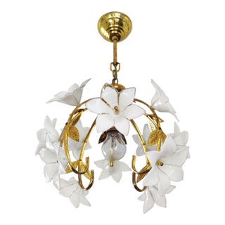 Vintage 1980s Murano Style Glass Daisy Chandelier For Sale