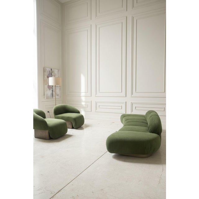 Kaia Modern Green Boucle Left Arm Accent Chair For Sale - Image 4 of 5