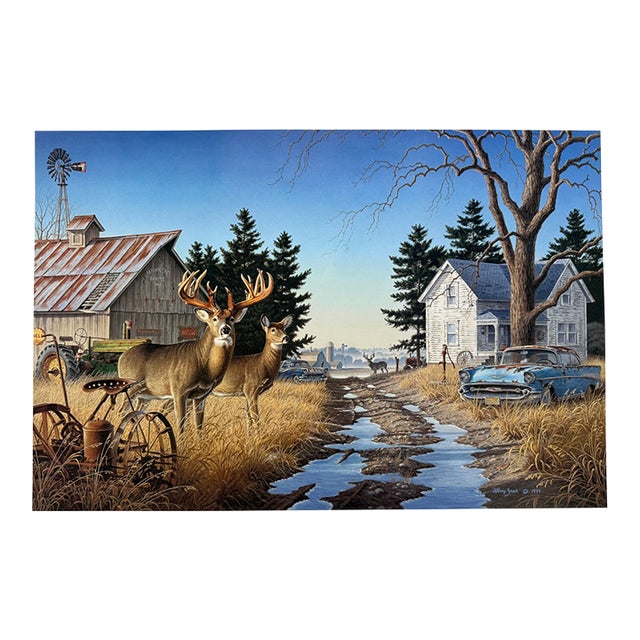 1990s Larry Zach "Old Rivals III ~ Whitetail" Signed, Numbered, Le Wildlife Print For Sale