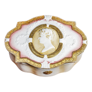 Stunning Hand Painted German Porcelain Antique Victorian Neoclassical Design Jewelry Dresser Box