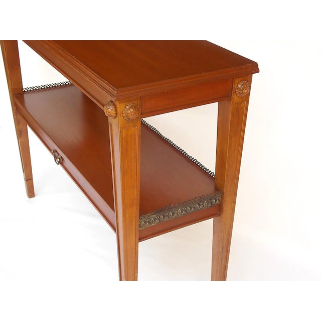 Neoclassical 1970s Pecan Console Table For Sale - Image 3 of 9