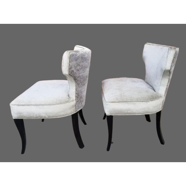 Mid-Century Modern Mid Century Modern Designer T Back Ebony Side Chairs Newly Reupholstered - Pair For Sale - Image 3 of 10