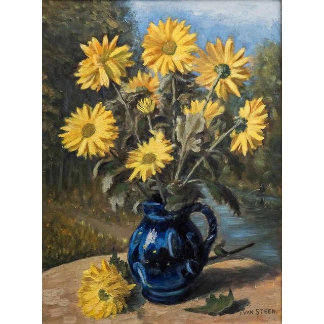 J. Van Steen, Flower Still Life, Oil on Canvas For Sale - Image 6 of 6