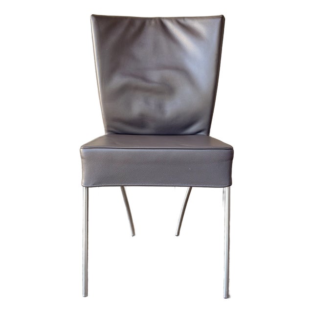 Set of 6 Montis Spica Dining Chairs | Montana Slate Gray Leather For Sale