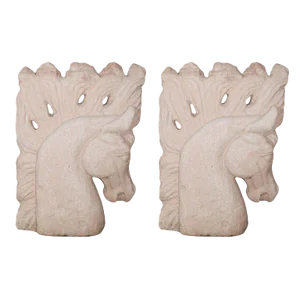 1930s Vintage Cement Horse Heads Sculptures- a Pair