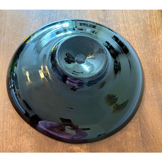 Mid 20th Century Blenko Hand Blown Black Amethyst Console Bowl For Sale - Image 10 of 12