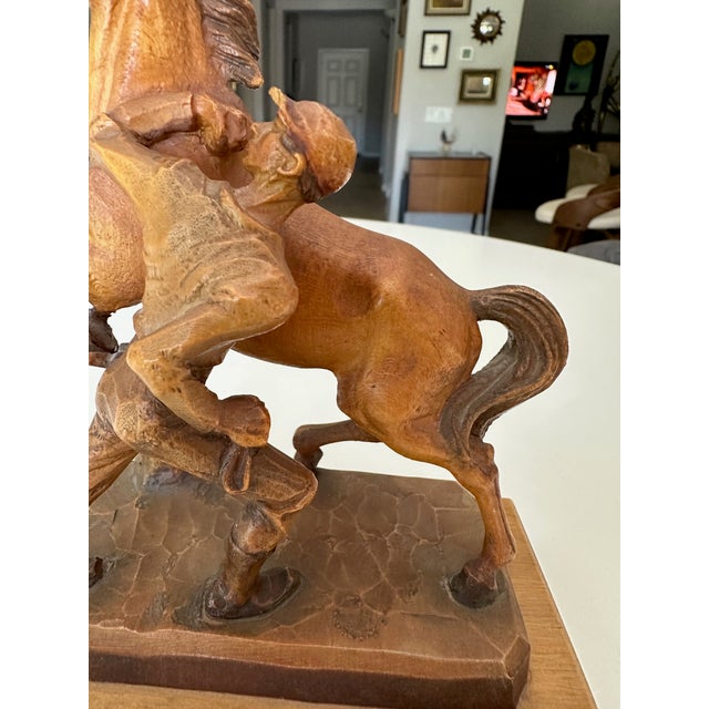 Vintage Carved Wood Horse & Jockey Sculpture by Anri in Italy For Sale - Image 12 of 15