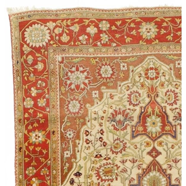 Persian Antique Persian Mohtasham Kashan Rug 4’2” X 7’1” For Sale - Image 3 of 4