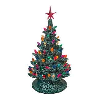 Vintage Ceramic Lighted Table Top Christmas Tree For Sale