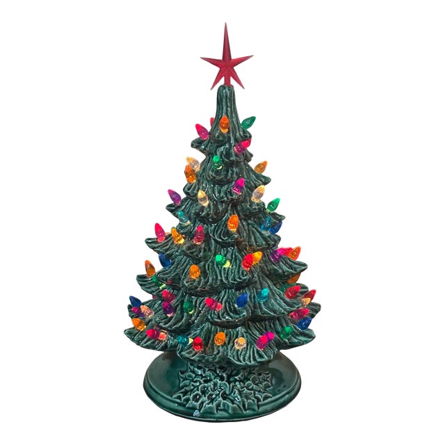 Vintage Ceramic Lighted Table Top Christmas Tree For Sale