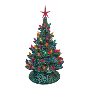 Vintage Ceramic Lighted Table Top Christmas Tree