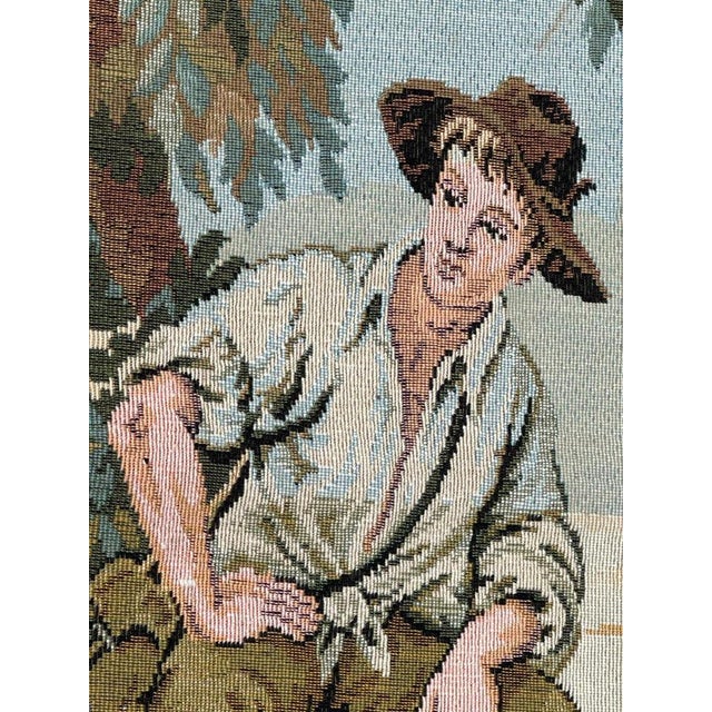 Vintage French Aubusson Style Jacquard Tapestry, 1980s For Sale - Image 9 of 14