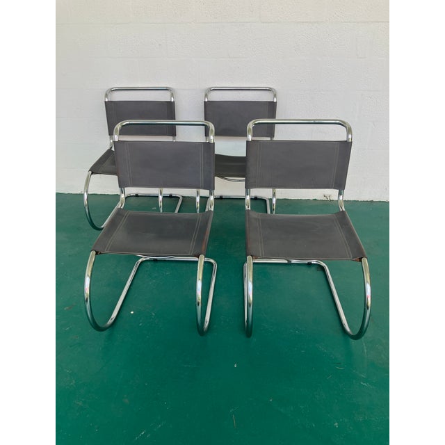 Bauhaus Set of Iconic Mr10 Chairs, Originally Designed by Mies Van Der Rohe , Set of 4 For Sale - Image 3 of 18