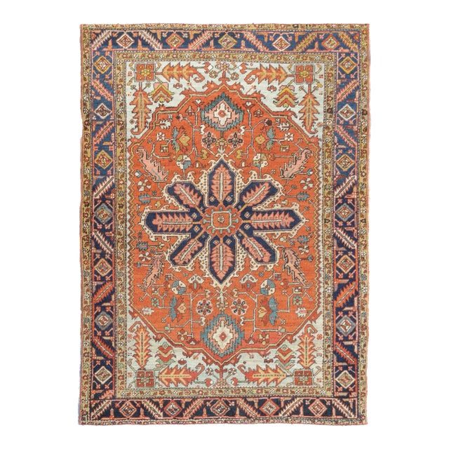 Late 18th Century Antique Persian Serapi Rug 5'1'' x 6'11'' For Sale