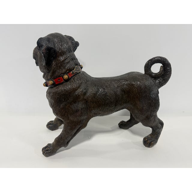Ceramic English Terracotta Pug Dog Sculpture With Glass Eyes, Early 20th Century For Sale - Image 7 of 12