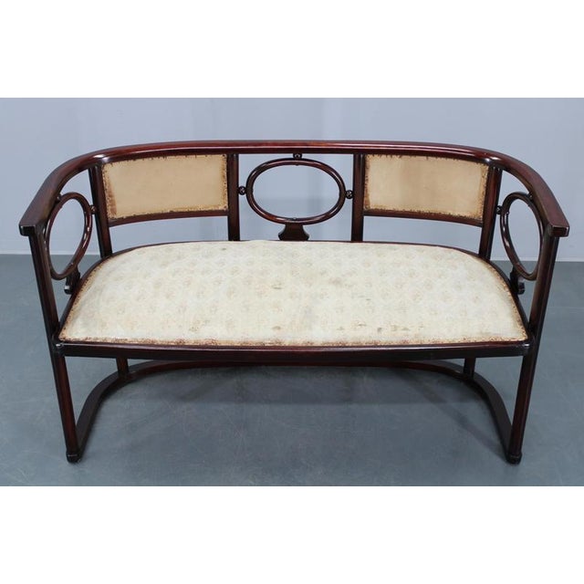 Wood Art Nouveau Fledermaus Sofa and Armchair attributed to Josef Hoffmann for Fischel, 1890s, Set of 2 For Sale - Image 7 of 18