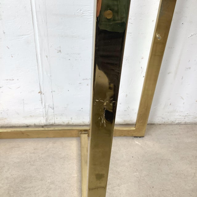 Brass Vintage Modern Brass and Glass Étagère With Sculptural Frame For Sale - Image 8 of 12