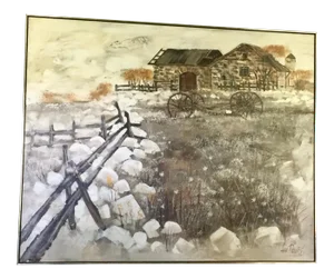 Late 20th Century Large Scale Lee Reynolds Homestead Oil Painting