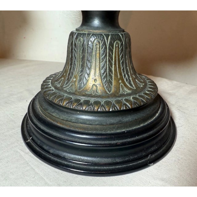 Antique Egyptian Revival Figural Bronze Marble Urn Ewer Table Lamps - a Pair For Sale - Image 9 of 18