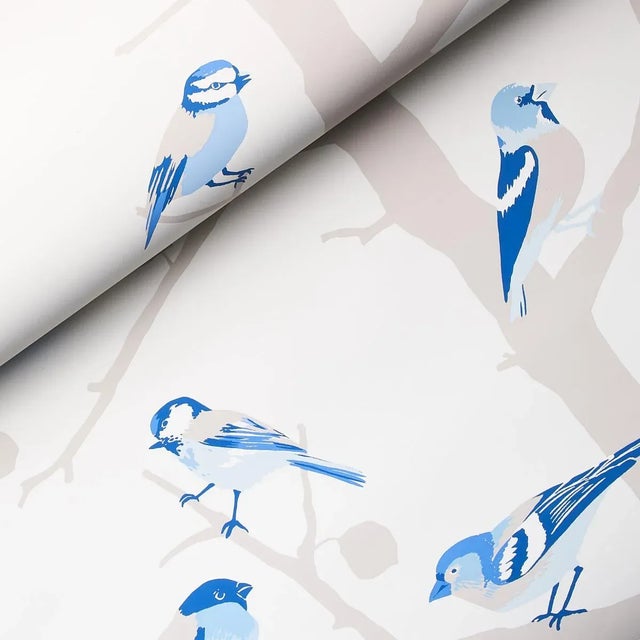 Schumacher Sample - Schumacher A-Twitter Wallpaper in Blues For Sale - Image 4 of 5