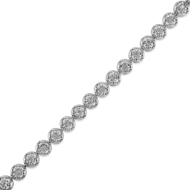 .925 Sterling Silver 1.0 Cttw Diamond Miracle-Plate Open Quatrefoil Flower Circle-Link 7" Tennis Bracelet (I-J color, I3 clarity) For Sale In New York - Image 6 of 9