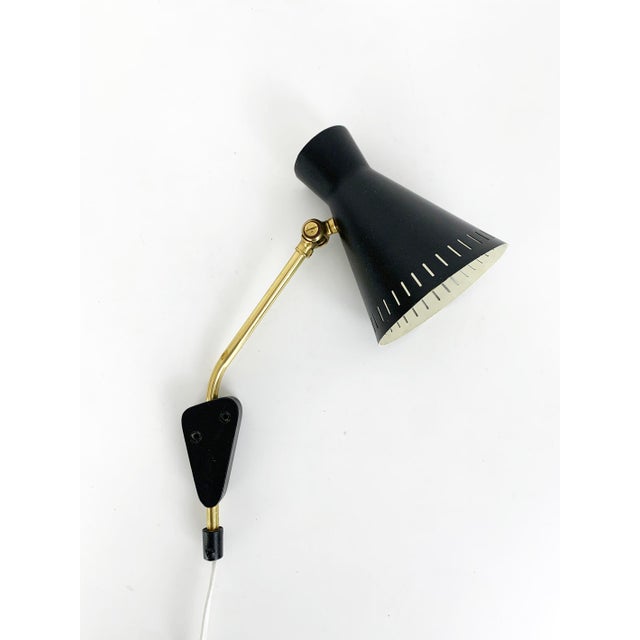 Black Mid-Century Model 215 Diabolo Wall Light from EAE, Sweden, 1950s For Sale - Image 8 of 14