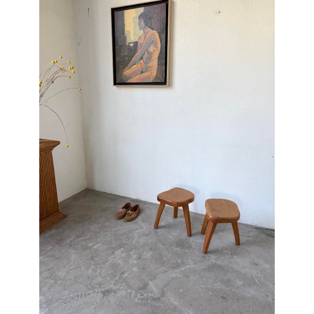 Oak Stools by Henri Bataille, 1950s, Set of 2 For Sale - Image 6 of 18