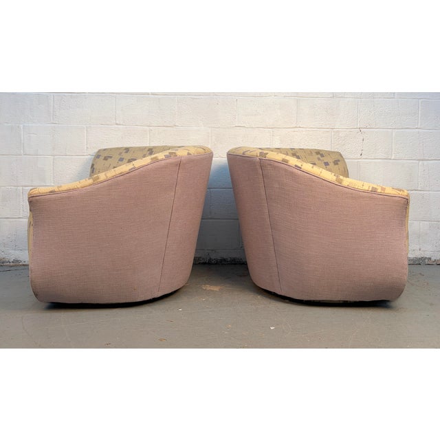 Textile 1990s Oversized Swivel Lounge Chairs Attributed to Weiman For Sale - Image 7 of 12