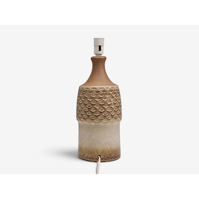 1960s Søholm Stentøj, Large Table Lamp, Beige Stoneware For Sale - Image 11 of 11