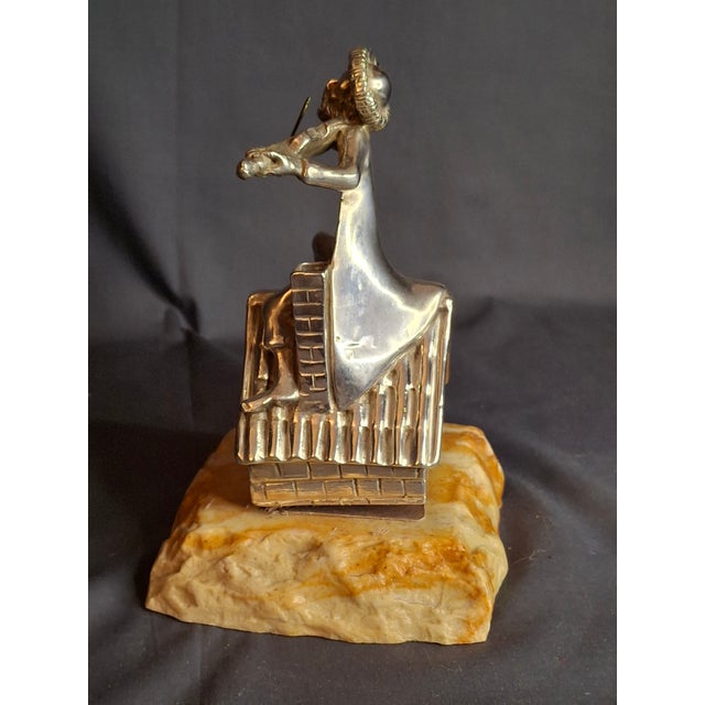 Vintage Sterling Silver 925 Fiddler on the Roof Figurine on Marble Base 6.5" For Sale - Image 9 of 18